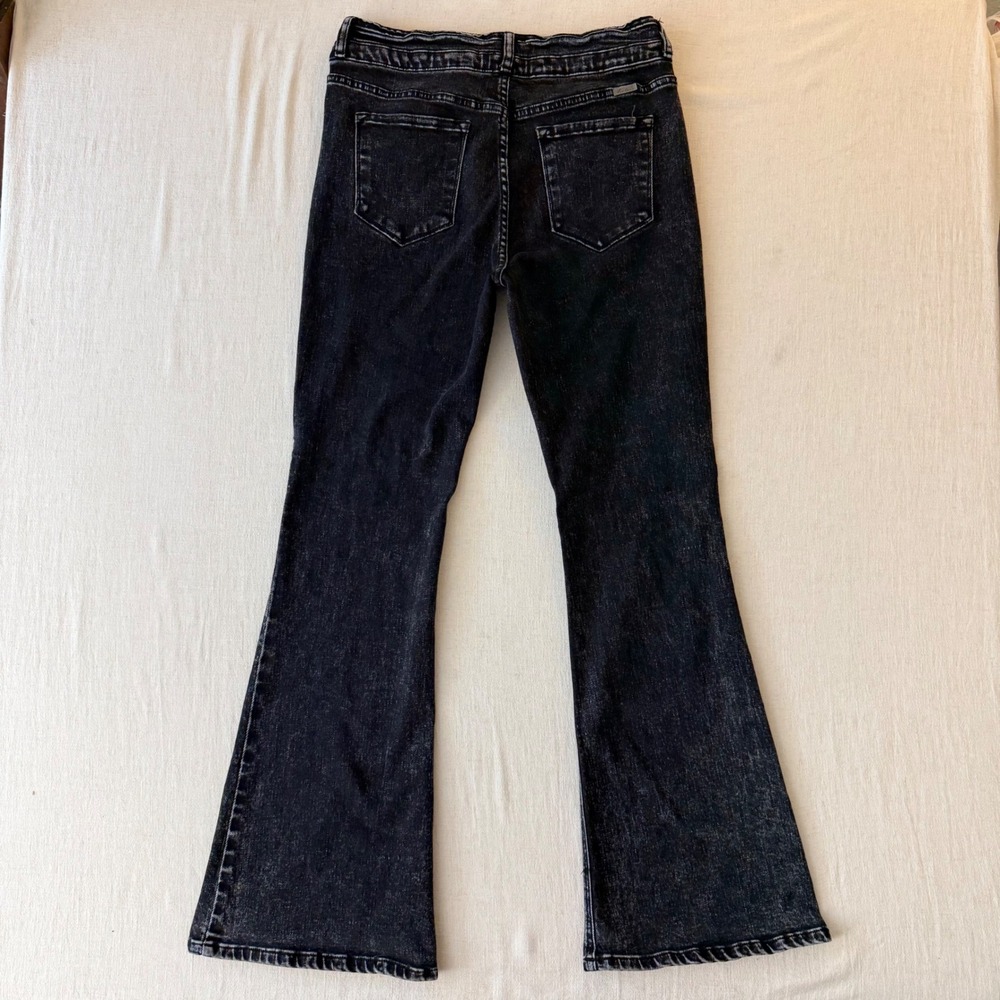 KanCan Amirah Ultra High Rise Flare Jeans 15/31 Black Acid Wash Y2K - Picture 2 of 9